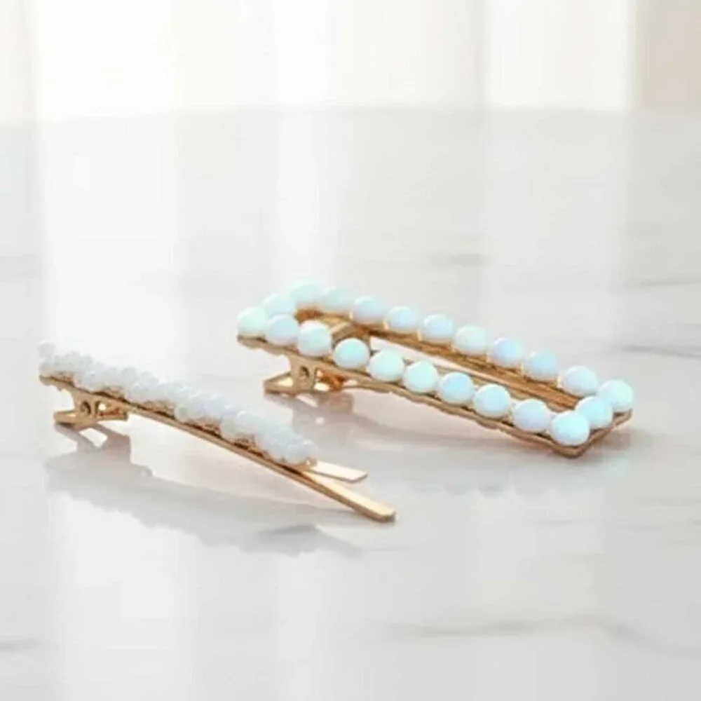Ladies 2 Pearl Bobby Pin Clip Hair Accessories